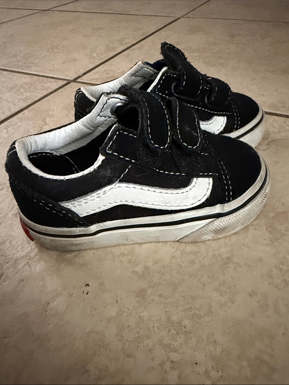 Vans Kids Black and White Velcro Skate Shoes